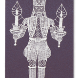 Starched Lace Hanging Ornament, Extra-Large Miner Holding Candles
