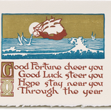 Letterpress Good Fortune Ship Greeting Card
