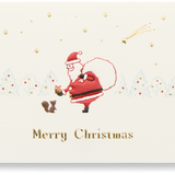 Santa with Squirrel Mini Christmas Greeting Card