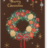 Brown Christmas Wreath Greeting Card