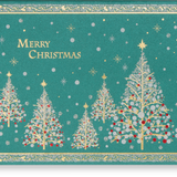 Christmas Trees Glitter Border Greeting Card