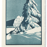 Letterpress Christmas Greeting Card, Snow Tree