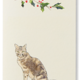 Sheep's Wool Embellished Mini Card, Christmas Cat