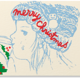 Silk Screen Printed Mini Christmas Card, Wintery Lady