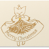 Silk Screen Printed Mini Christmas Card, Tree Dress Cat