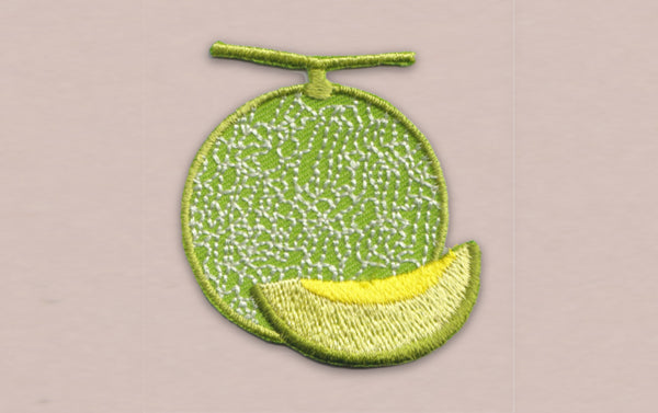 Japanese Embroidered Patch, Green Yubari Canteloupe Melon