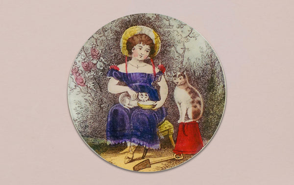 John Derian Girl and Cat Paperweight