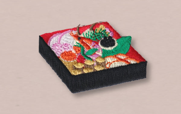 Japanese Embroidered Patch, Osechi New Year Box