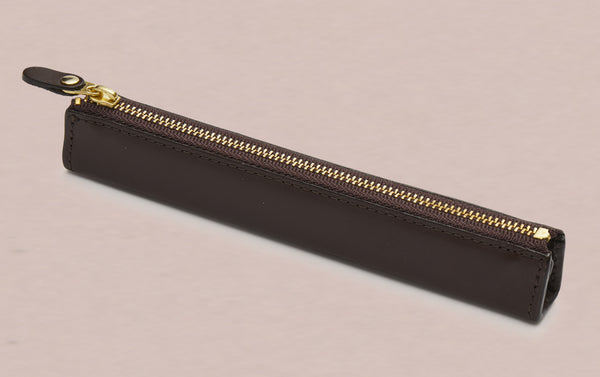 Chocolate Brown Leather Slim Pen Case