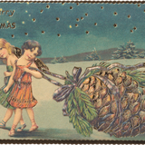 Embossed Christmas Choosing Keeping Postcard