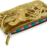 Anke Drechsel Small Silk Velvet Embroidered Pouch