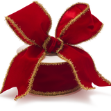 Velvet Wired Tinsel Ribbon, Red and Gold