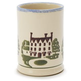 Spongeware Small Ceramic Pen Pot, Country House