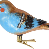 Blue Bird on Clip Glass Ornament