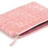 Silk Velvet Embroidered Pouch, Dotted Rose