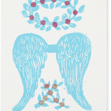 Woodblock Angel Wings Greeting Card
