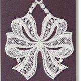 Starched Lace Hanging Ornament, Double Bow Ribbon