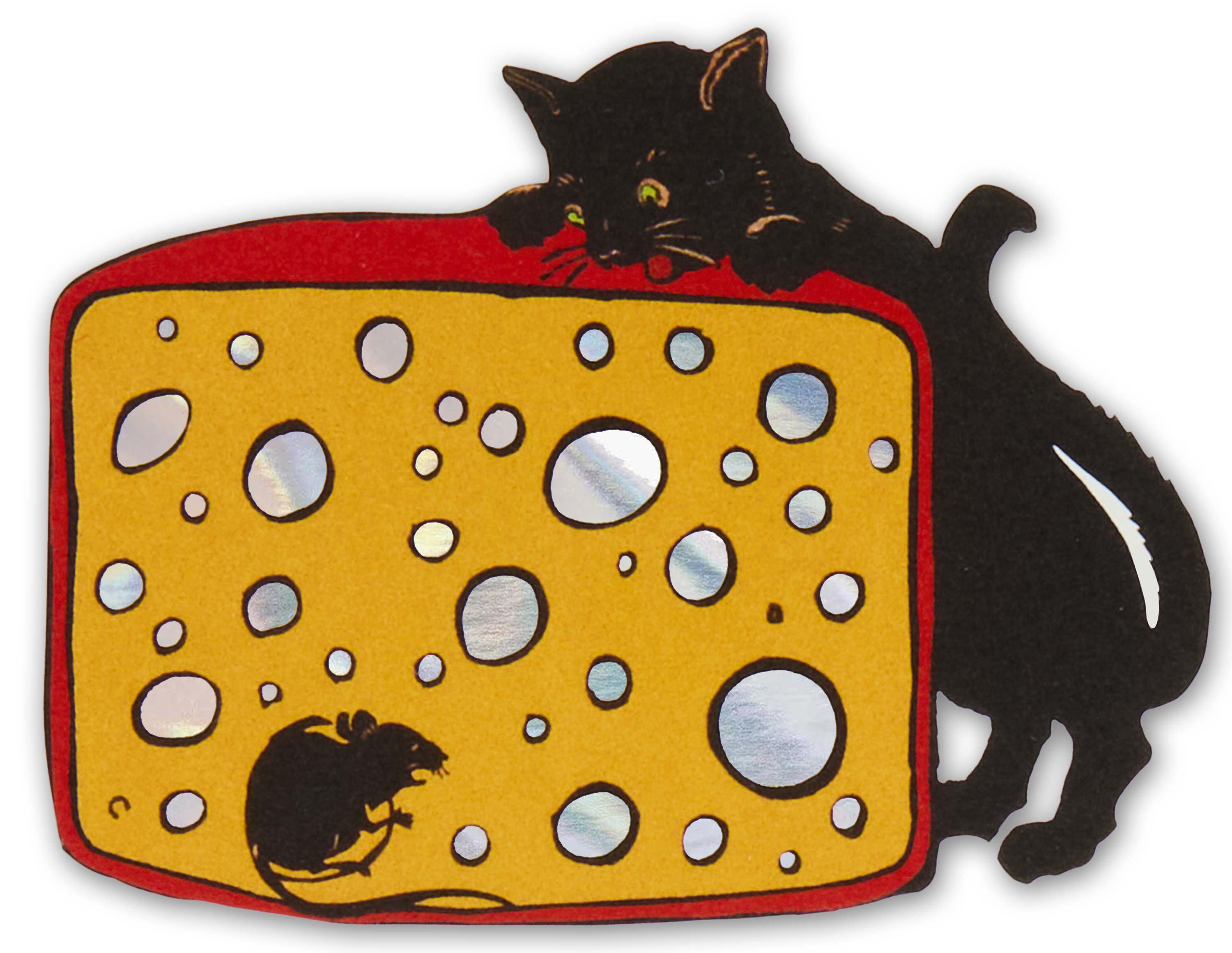 Cat and Mouse with Cheese Holographic Stickers – Choosing Keeping