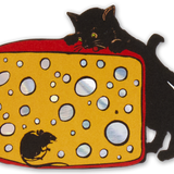 Cat and Mouse with Cheese Holographic Stickers