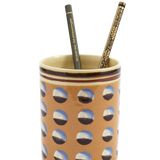 Persimmon Mochaware Ceramic Pen Pot, 'Cat Eye'