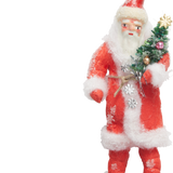 Santa with Christmas Tree Spun Cotton Ornament