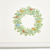 Engraved Christmas Snowy Wreath with Birds Greeting Card