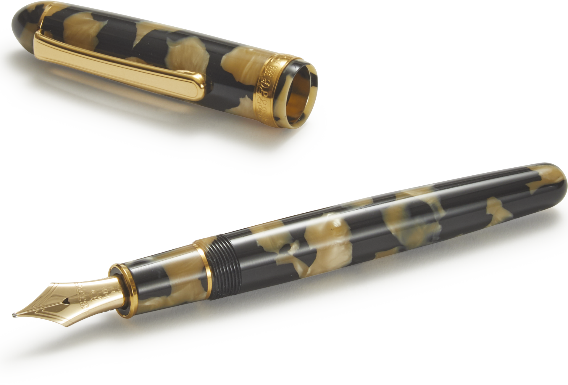 Black and White Calico Platinum #3776 Celluloid Fountain Pen