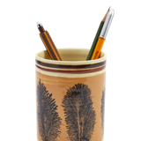 Persimmon Mochaware Ceramic Pen Pot, 'Seaweed'