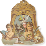 Pop-up Die Cut Greeting Card, Angels and Bell