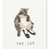 Japanese Embroidered Patch Greeting Card, Fat Cat