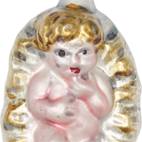 Baby Jesus in the Manger Glass Ornament