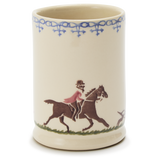 Spongeware Small Ceramic Pen Pot, Fox and Hound