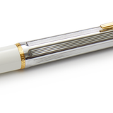 Chrome and Gold Swedish Postwar 1945 Ballpoint Pen, White