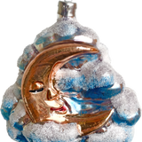 Moon in Clouds Glass Ornament