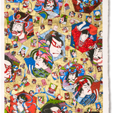Full-Panel Chiyogami Silk Screen Print, Noh