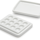 Japanese Bone China Ceramic Palette with 12 Holes and Lid