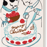 Silk Screen Printed Christmas Greeting Card, Baking Cats