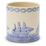 Spongeware Large Ceramic Pen Pot, Ship Square Rig