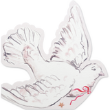 Illustrated Watercolour Die Cut Greeting Card, Dove with Ribbon
