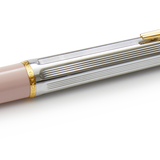 Chrome and Gold Swedish Postwar 1945 Ballpoint Pen, Pink