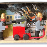 Wooden Miniature Matchbox Diorama, Fire Brigade