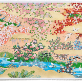 Full-Panel Chiyogami Silk Screen Print, Peacock