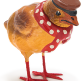 Papier-Mâché Chicken with Hat and Scarf