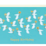 Blue Happy Birthday Doves Embossed Greeting Card