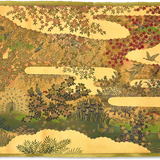 Full-Panel Chiyogami Silk Screen Print, Green Peacock