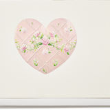 Engraved Quilted Pink Heart with Roses Greeting Card