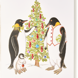 Engraved Christmas Emperor Penguins Greeting Card