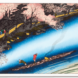 Full-Panel Chiyogami Silk Screen Print, Hiroshige Seasons Spring