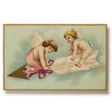 Embossed Nostalgic Postcards, Cherubs with Arrow