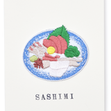 Japanese Embroidered Patch Greeting Card, Sashimi